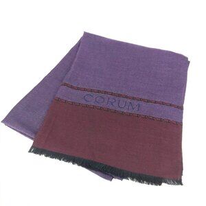 CORUM logo Scarf Shawl fringe Stole/Shawl silk / wool wine-red/purple